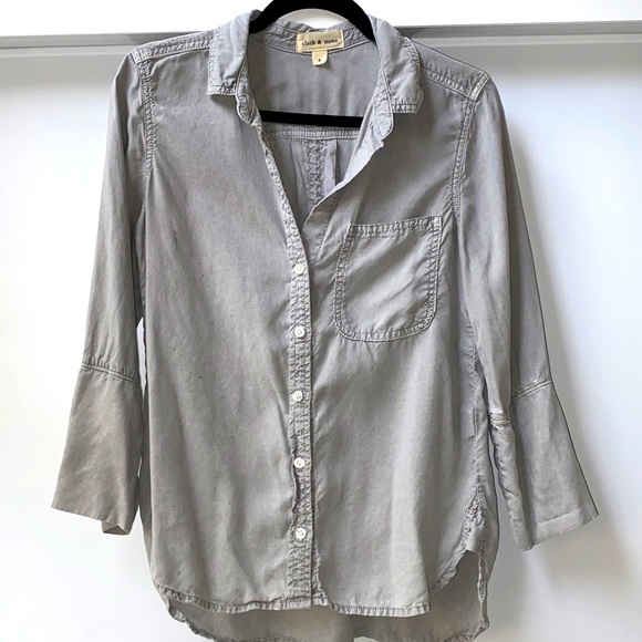 Cloth and stone tencil button down in grey - Picture 1 of 6